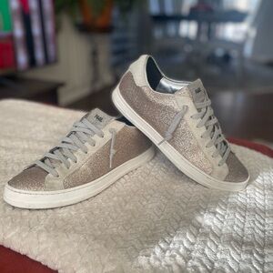 P448 Women's Sparkling Sneakers - Silver and White